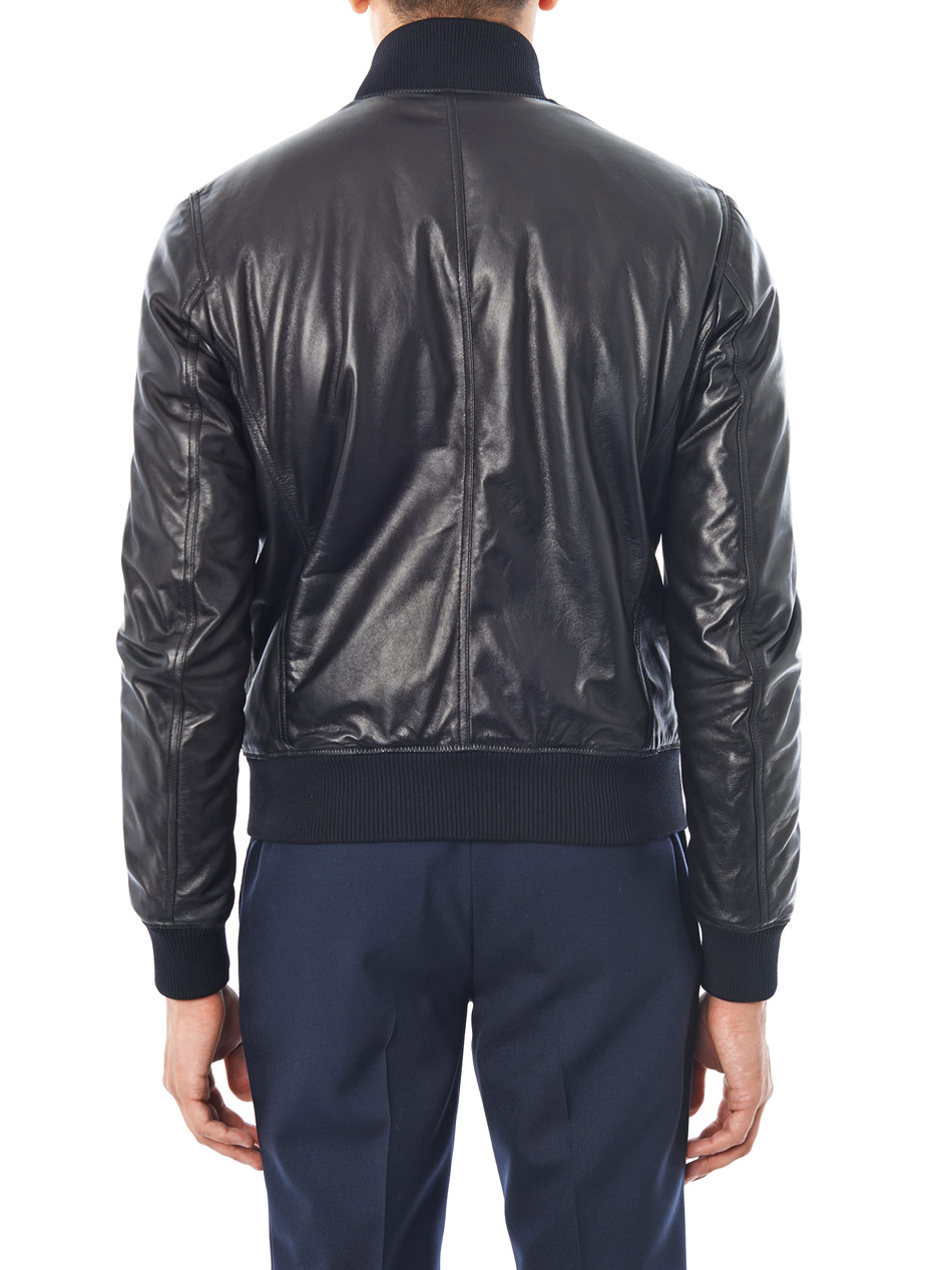 Bottega veneta Leather Bomber Jacket in Black for Men | Lyst