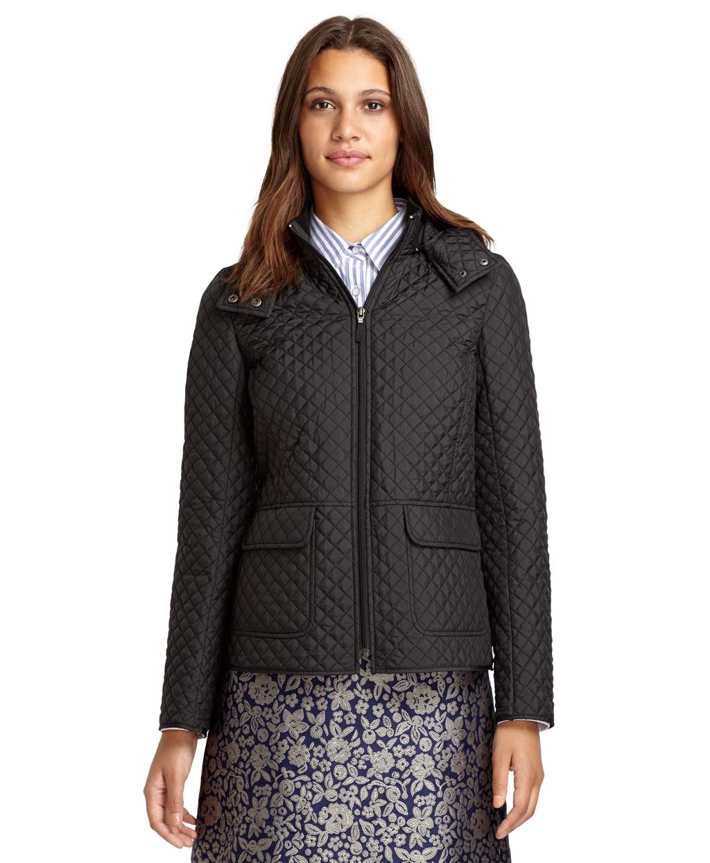 Lyst - Brooks Brothers Hooded Quilted Jacket in Black