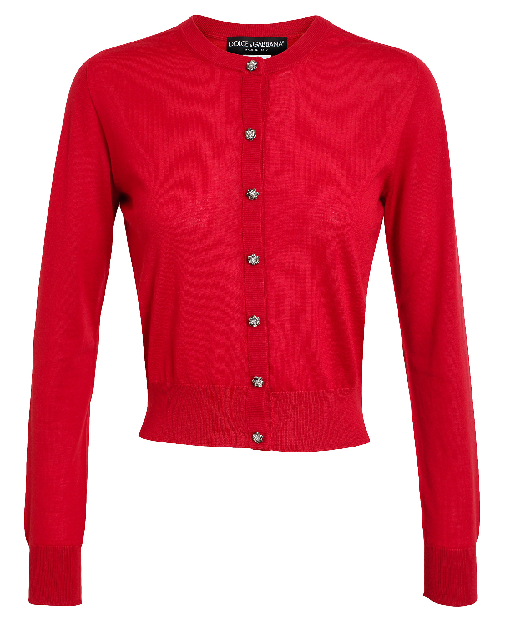 Dolce & Gabbana Cropped Knitted Cardigan in Red | Lyst