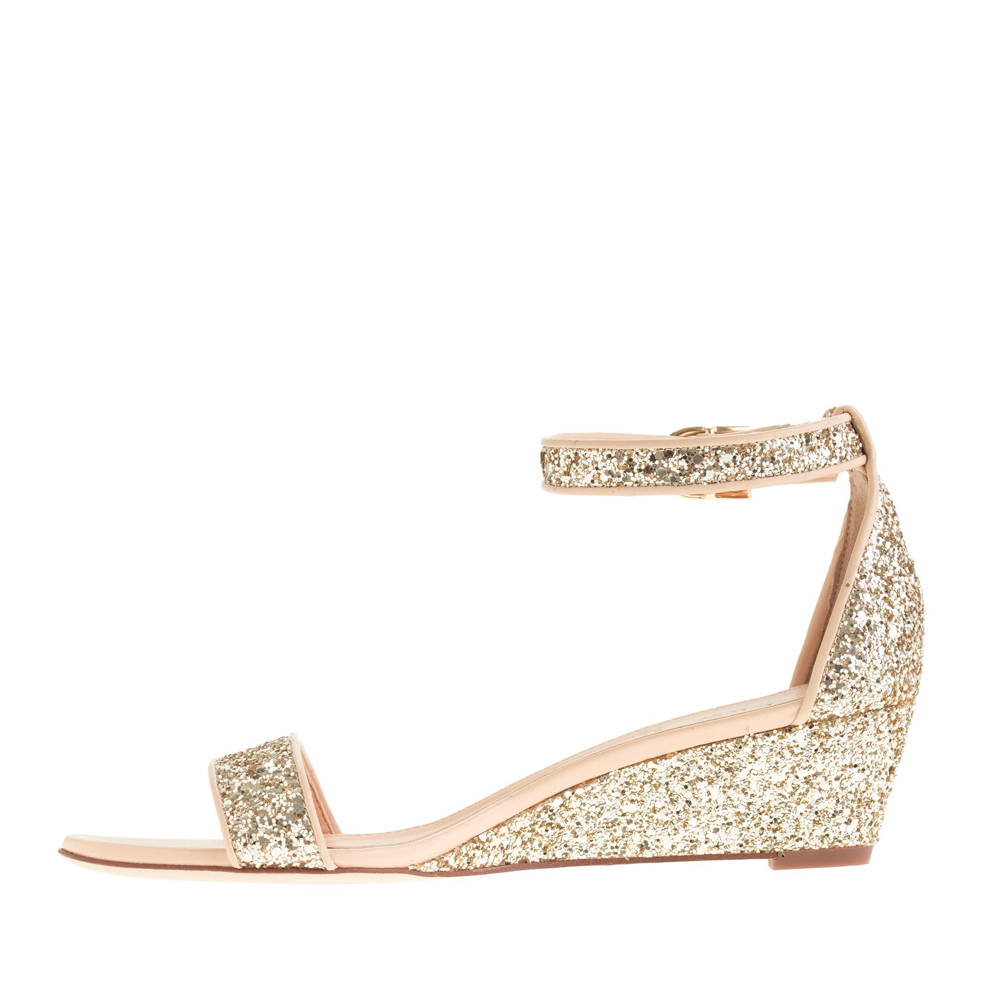 Lyst - J.Crew Lillian Glitter Low Wedges in Metallic