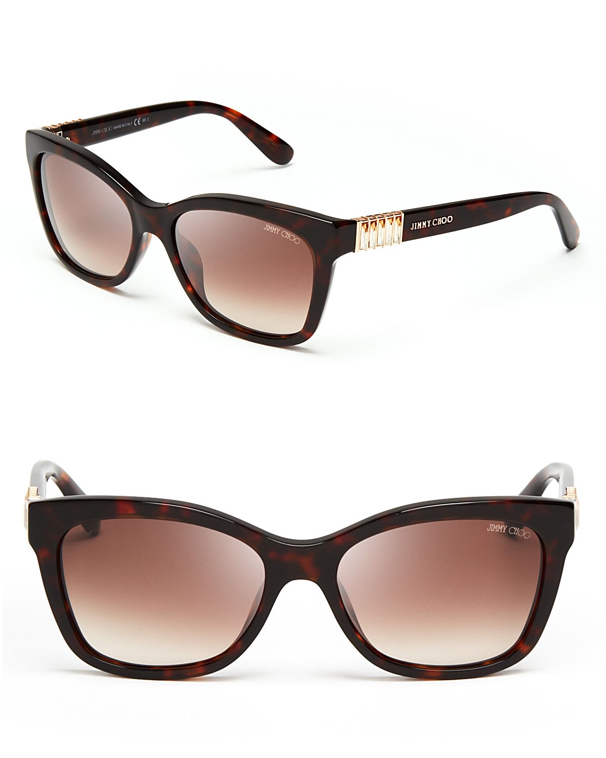 Lyst - Jimmy Choo Mimi Crystal Temple Wayfarer Sunglasses in Brown