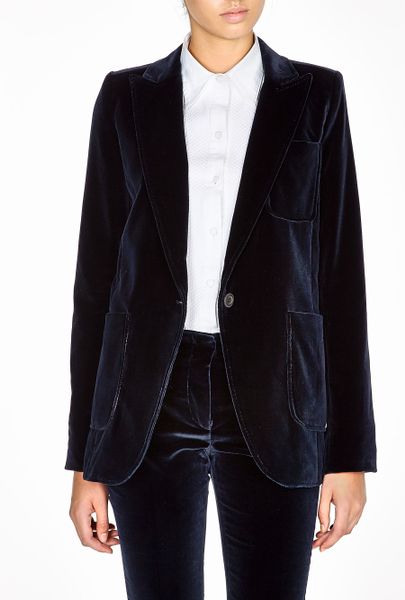 Vanessa Bruno Velvet Suit Jacket in Blue (marine) | Lyst