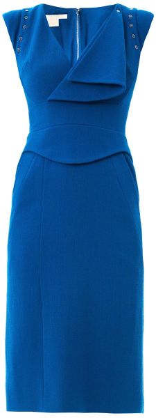 Antonio Berardi Wrap Front Wool Dress in Blue (cobalt) | Lyst