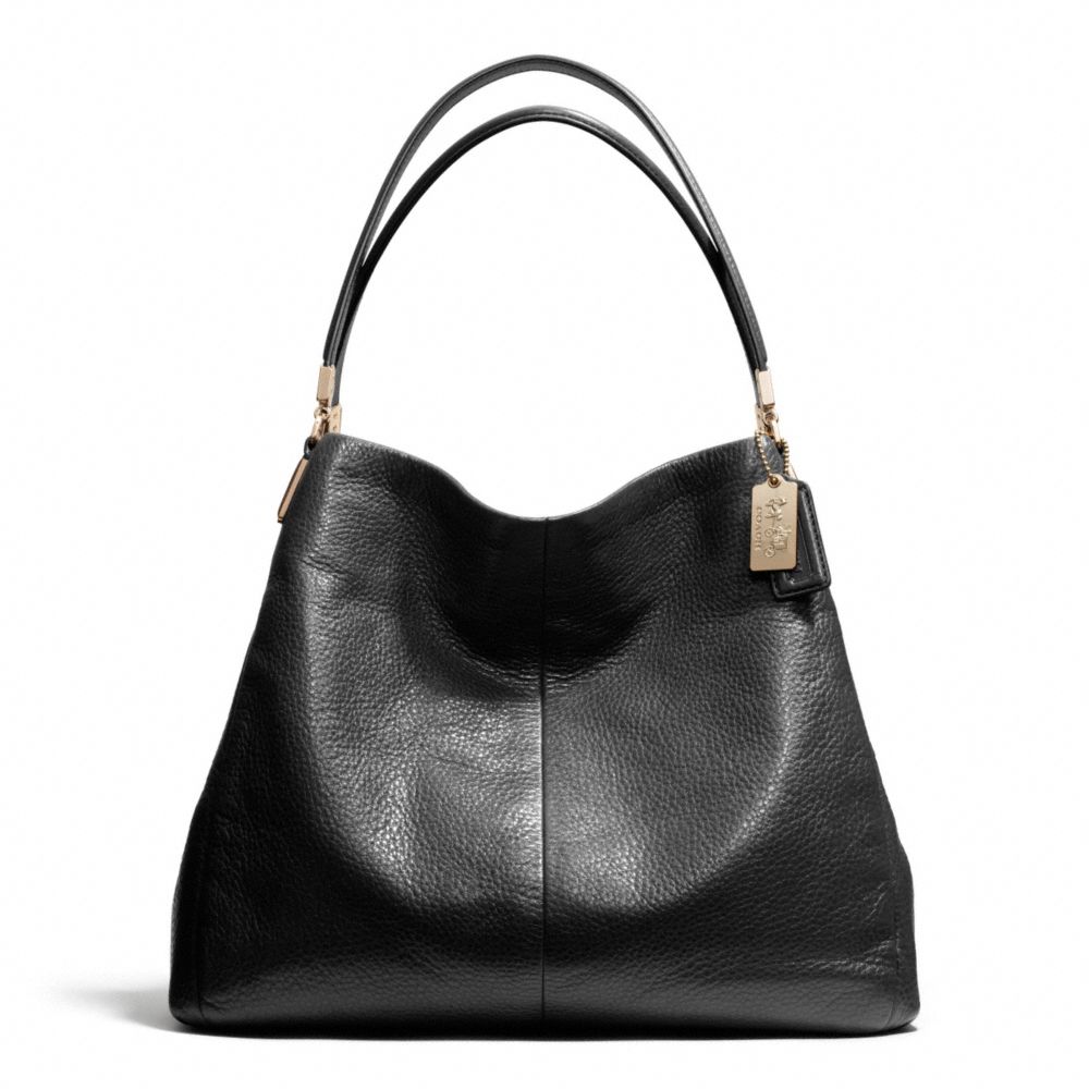 Coach Madison Leather Sm Phoebe Shoulder Bag in Black (LI/BLACK) | Lyst