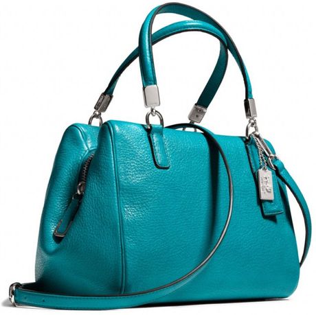 Coach Madison Mini Satchel in Leather in Blue (SV/DARK PLUME) | Lyst