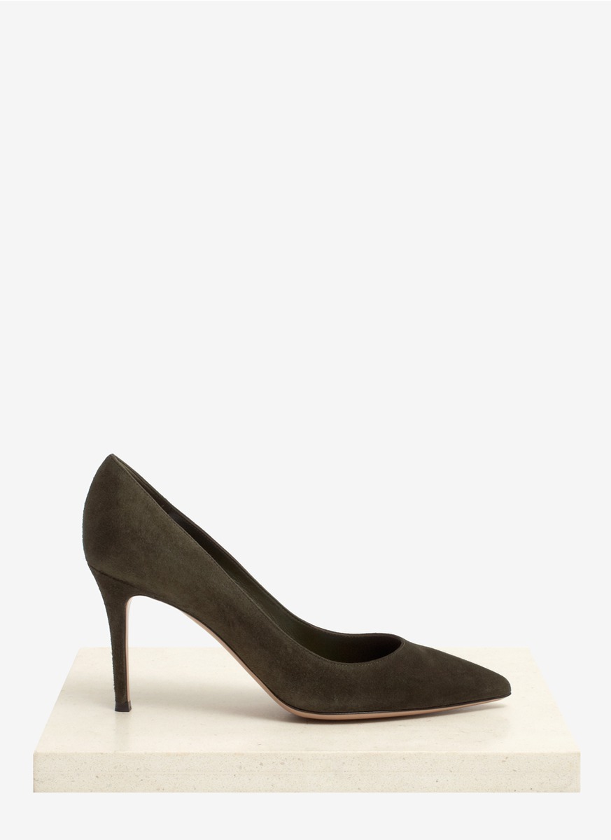 christian louboutin pointed-toe pumps Olive green suede | Boulder ...