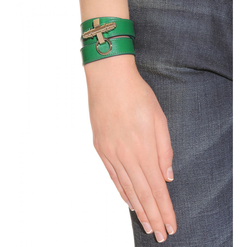 Givenchy Obsedia Leather Wraparound Bracelet in Green Lyst