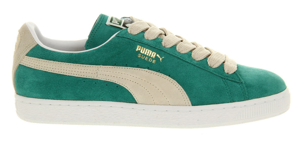 Puma Suede Classic Green Lake White Swan in Green for Men | Lyst