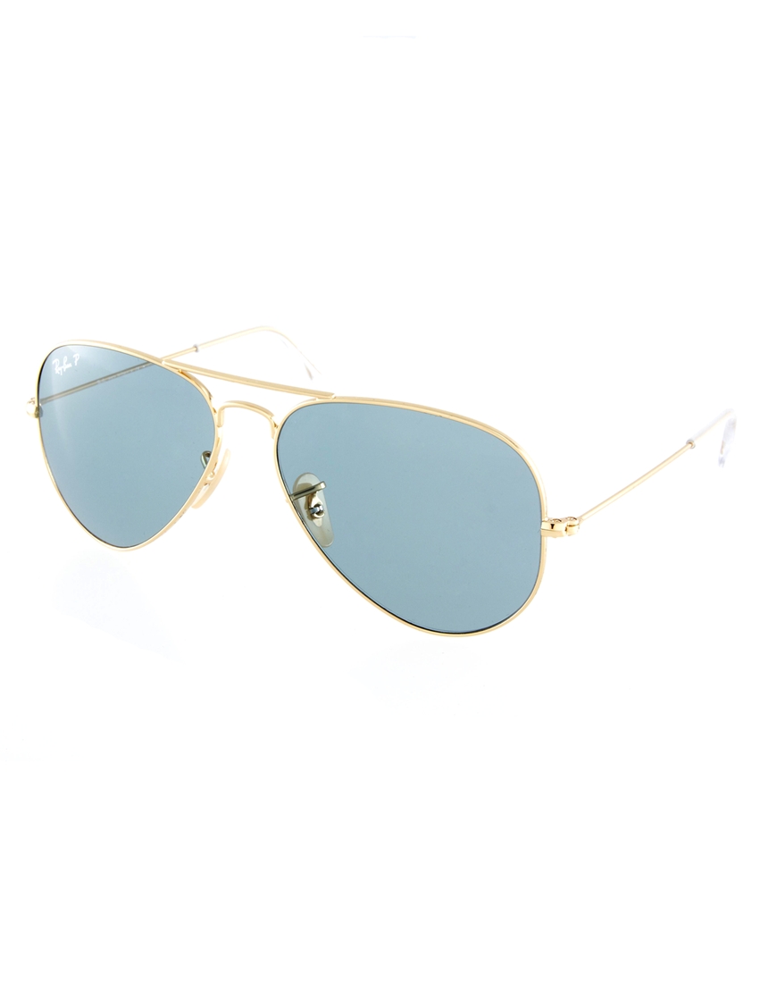 Ray Ban Polarized Aviator Sunglasses In Blue For Men Lyst 