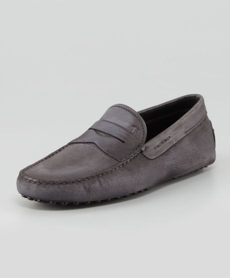 Tod's Suede Leather Driver in Gray for Men (GREY) | Lyst