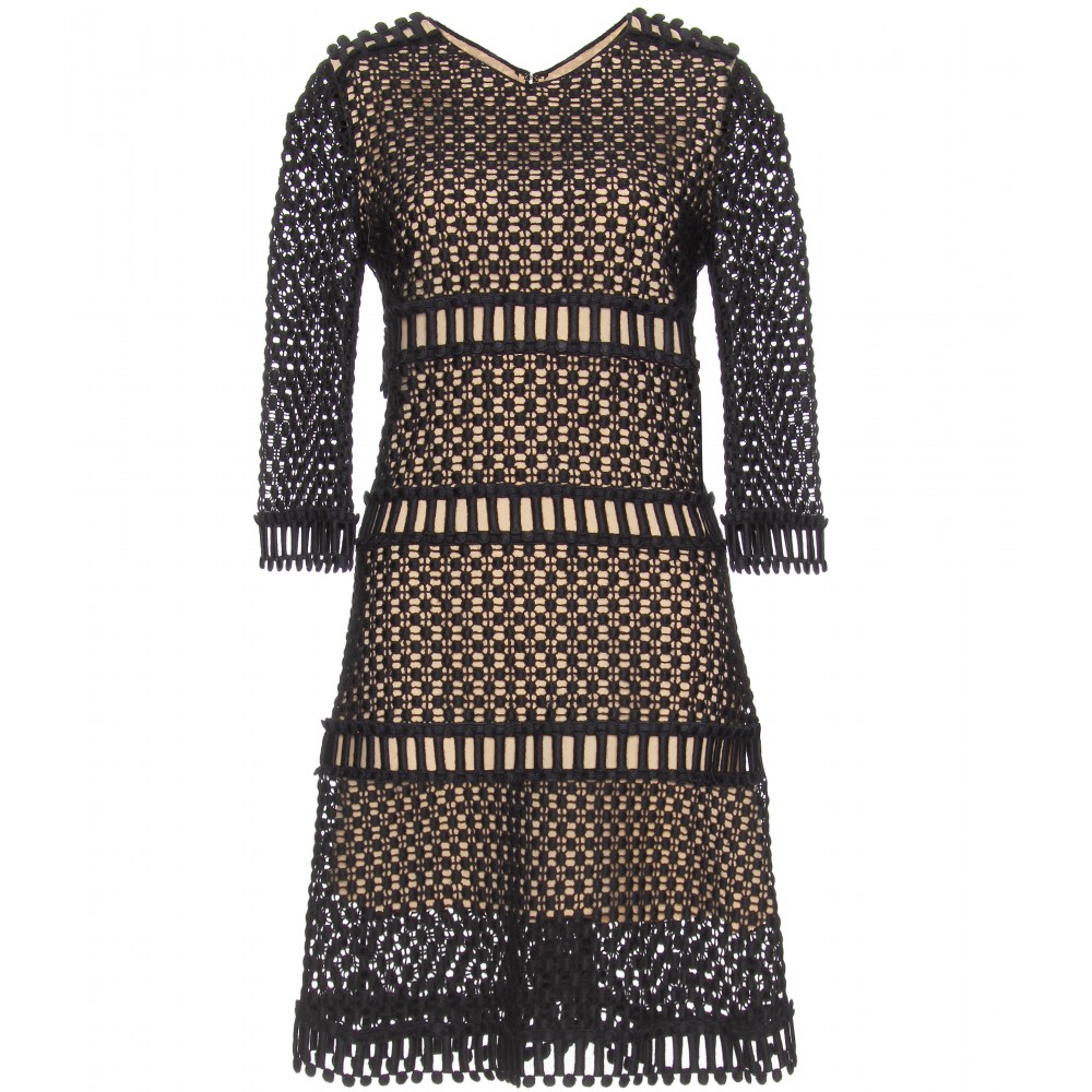 Lyst - Chloé Crochet Wool-Blend Dress in Black