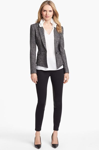 Elie Tahari Minka Metallic Tweed Jacket in Gray (Black Multi) | Lyst
