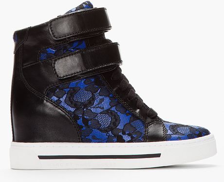 Marc By Marc Jacobs Royal Blue Lace Sneaker Wedge in Blue | Lyst