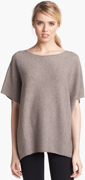 Vince Ribbed Poncho Sweater in Beige (Sand) | Lyst