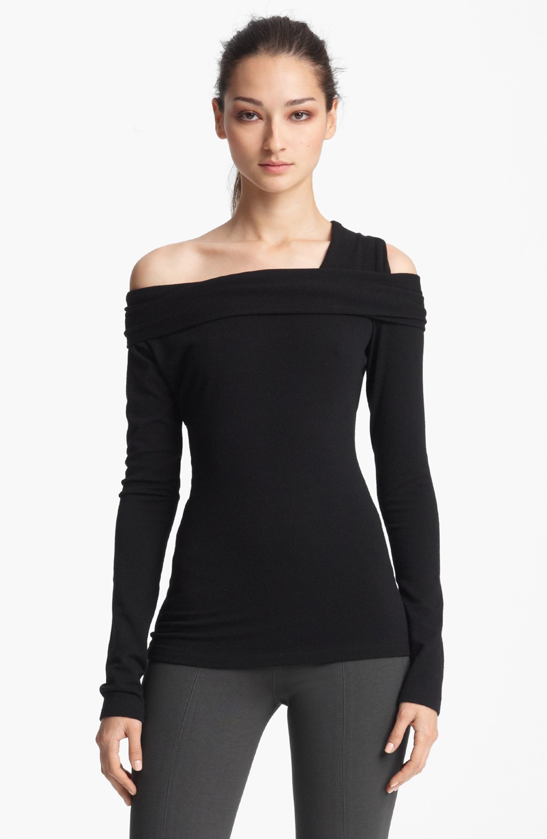 Donna Karan New York Collection Cold Shoulder Top in Black | Lyst