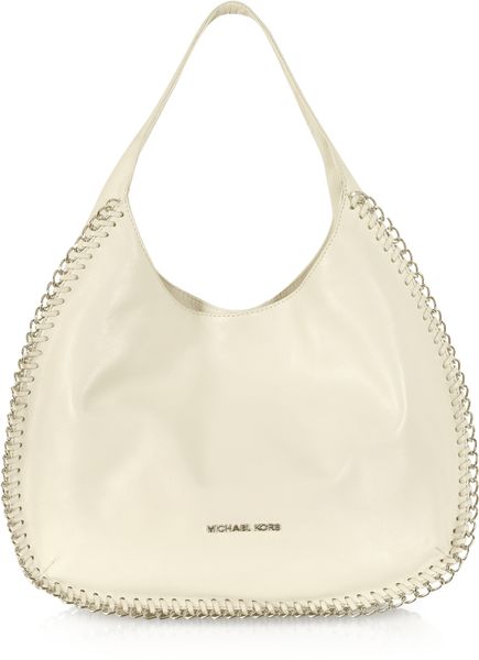 Michael Kors Chelsea Leather Shoulder Bag in Silver | Lyst