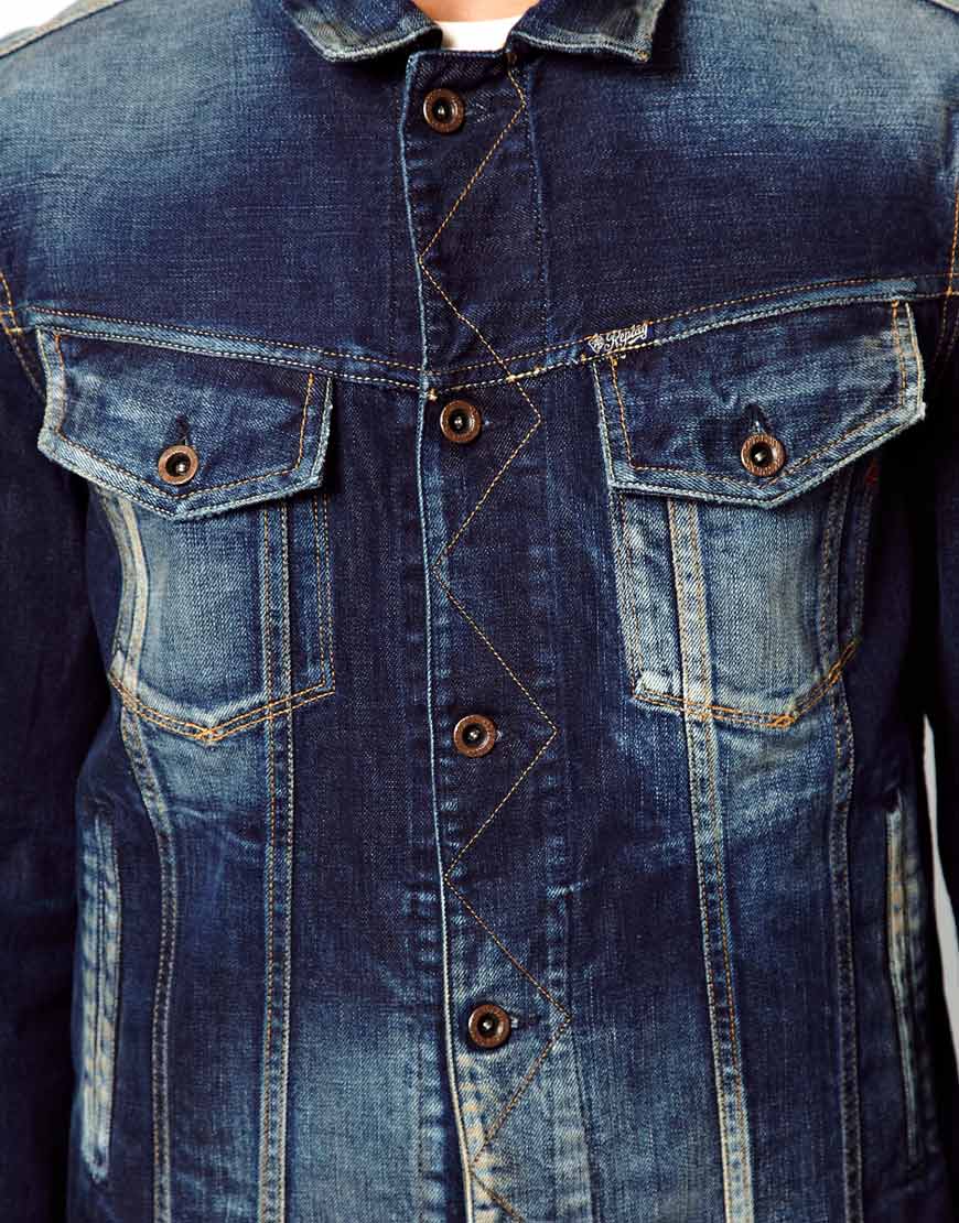 Lyst Replay Denim Jacket Mid Blue In Blue For Men 7078