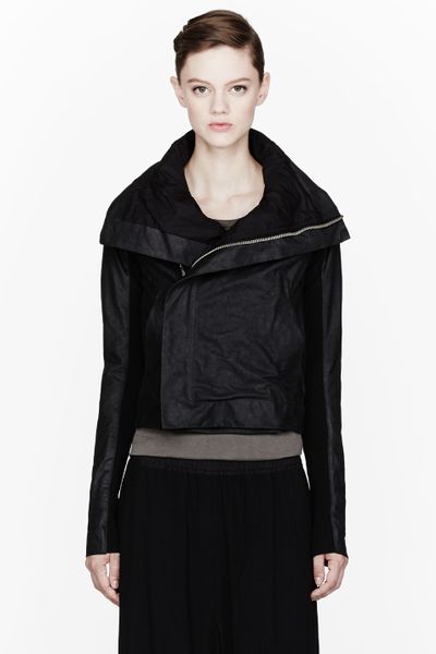 Rick Owens Black Leather Clean Biker Jacket in Black | Lyst