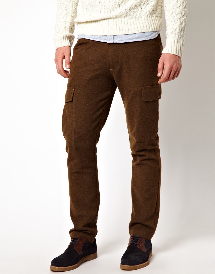 Majestic Asos Wool Chino with Cargo Pocket in Brown for Men | Lyst