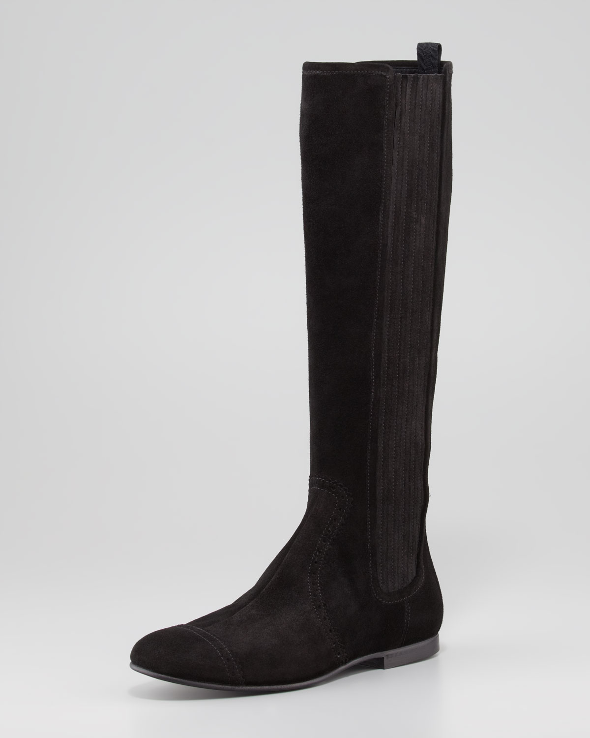 Balenciaga Arena Suede Flat Knee Boot in Black | Lyst