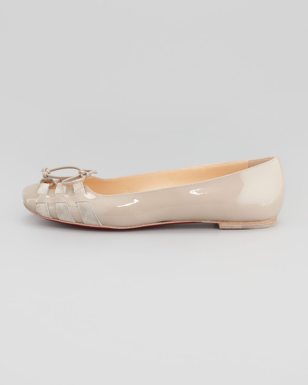 christian louboutin cork flats Beige white patent leather details ...  