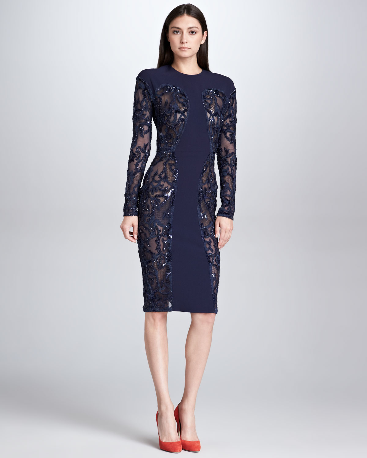 Elie Saab Navy Blue Prom Dresses