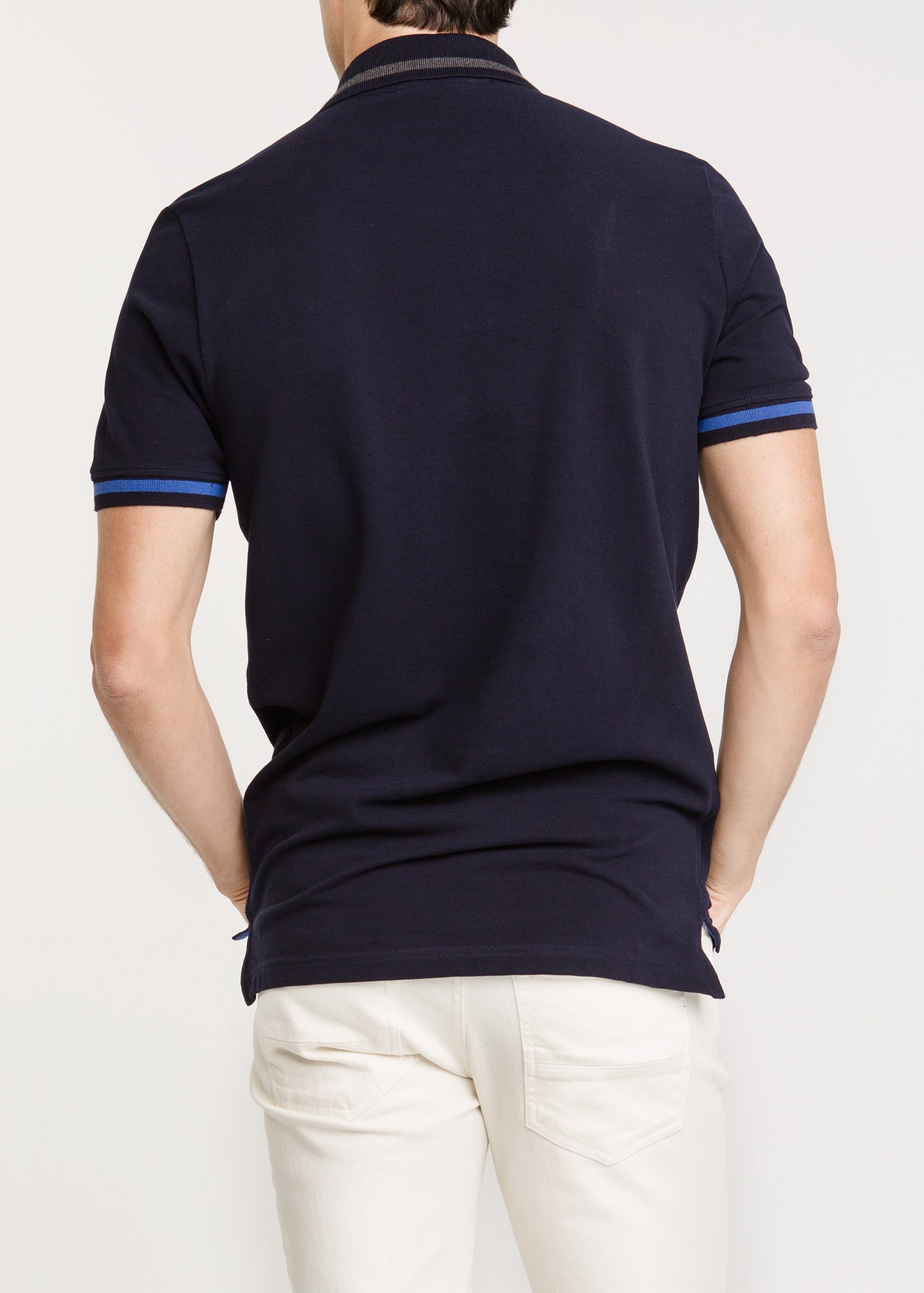Lyst - Mango Contrasted Trimmings Pique Polo Shirt in Blue for Men