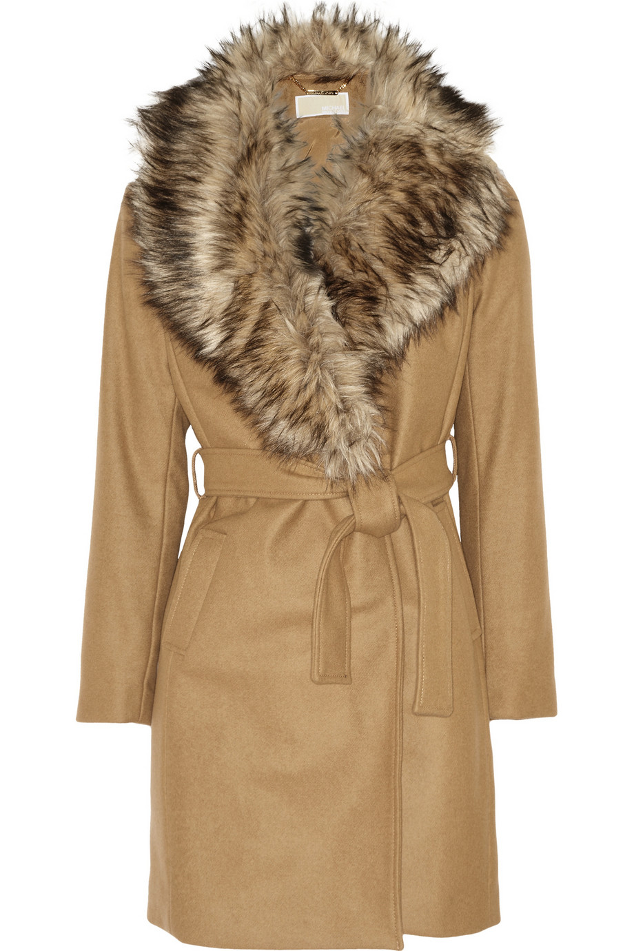 Lyst - Michael Michael Kors Faux-Fur and Wool-Blend Coat in Natural