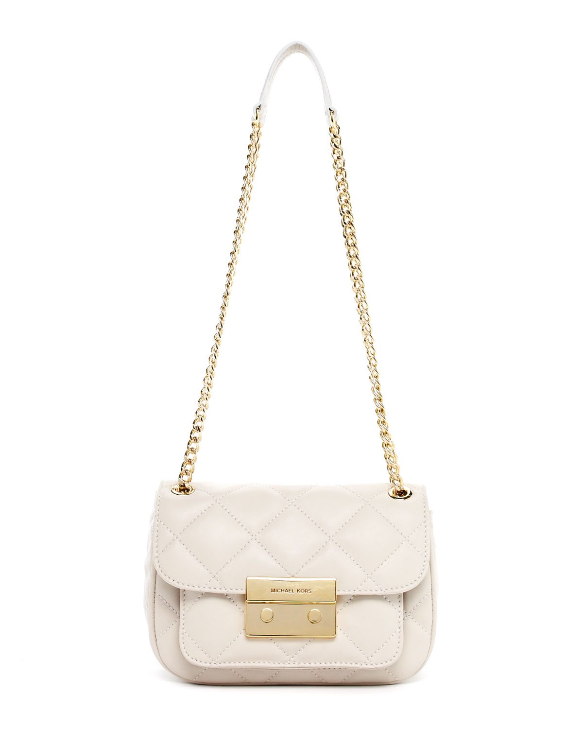 Lyst - Michael Michael Kors Sloan Small Quilted Shoulder Bag Vanilla in White