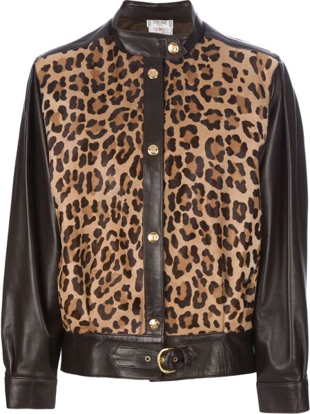 Céline Vintage Leopard Print Leather Jacket in Brown (leopard) | Lyst