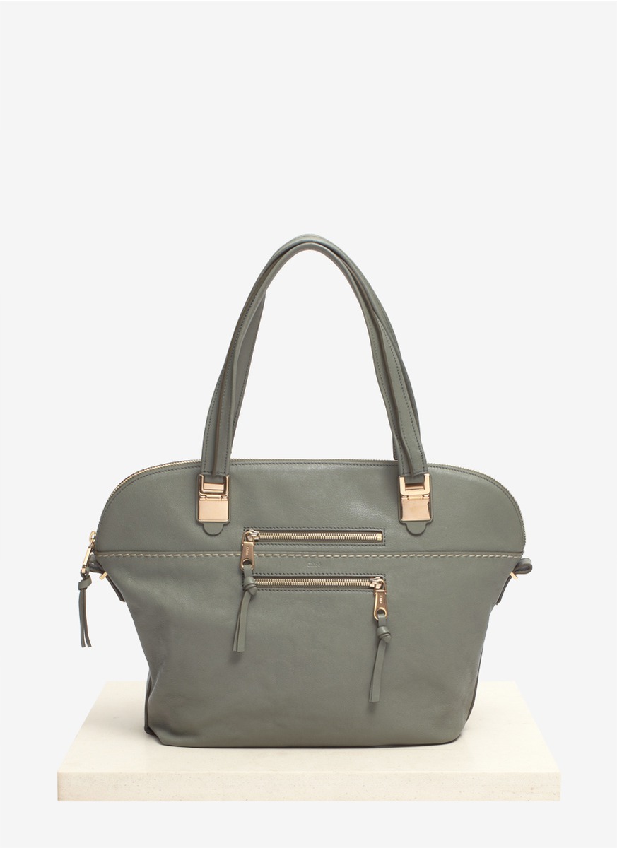 fake chloe purses - Chlo Angie Medium Leather Satchel in Gray (Blue and Green) | Lyst