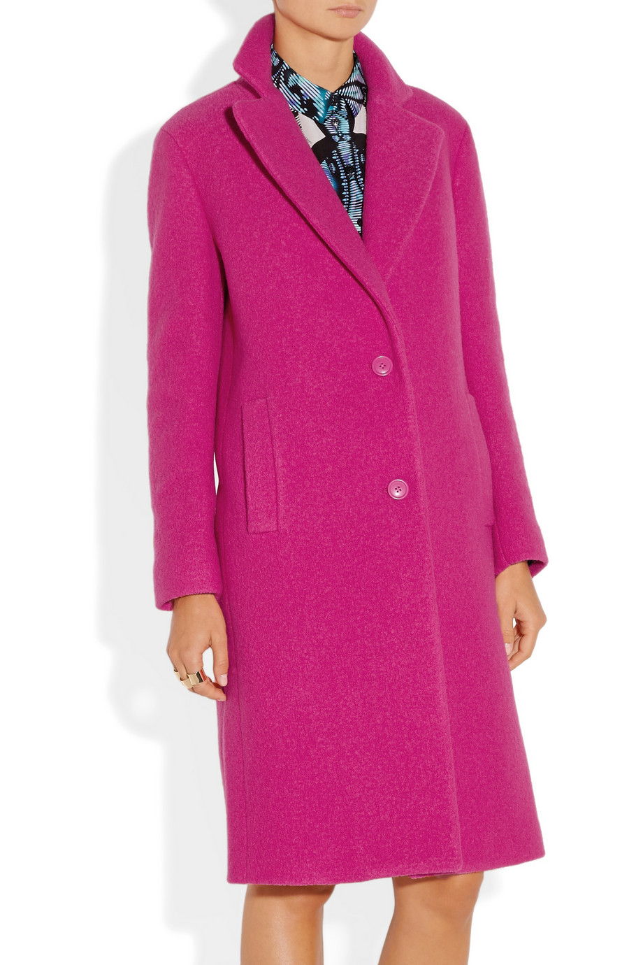DKNY Textured Wool Coat in Purple Lyst