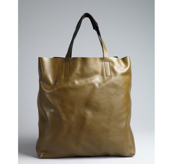 Lyst - Dries Van Noten Army Green Leather Large Tote Bag in Green for Men