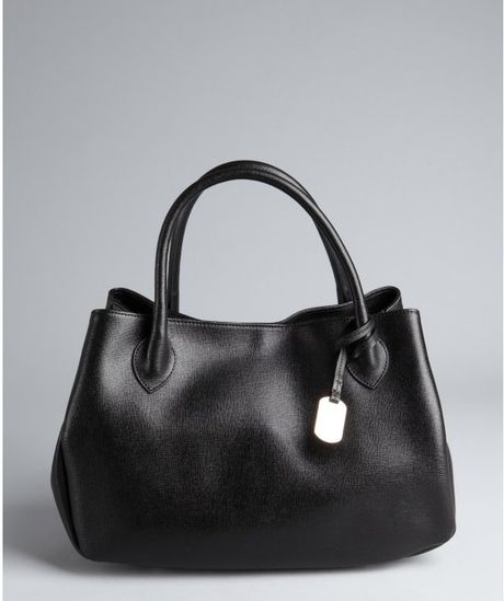 Furla Black Saffiano Leather New Giselle Shopper Tote in Black | Lyst