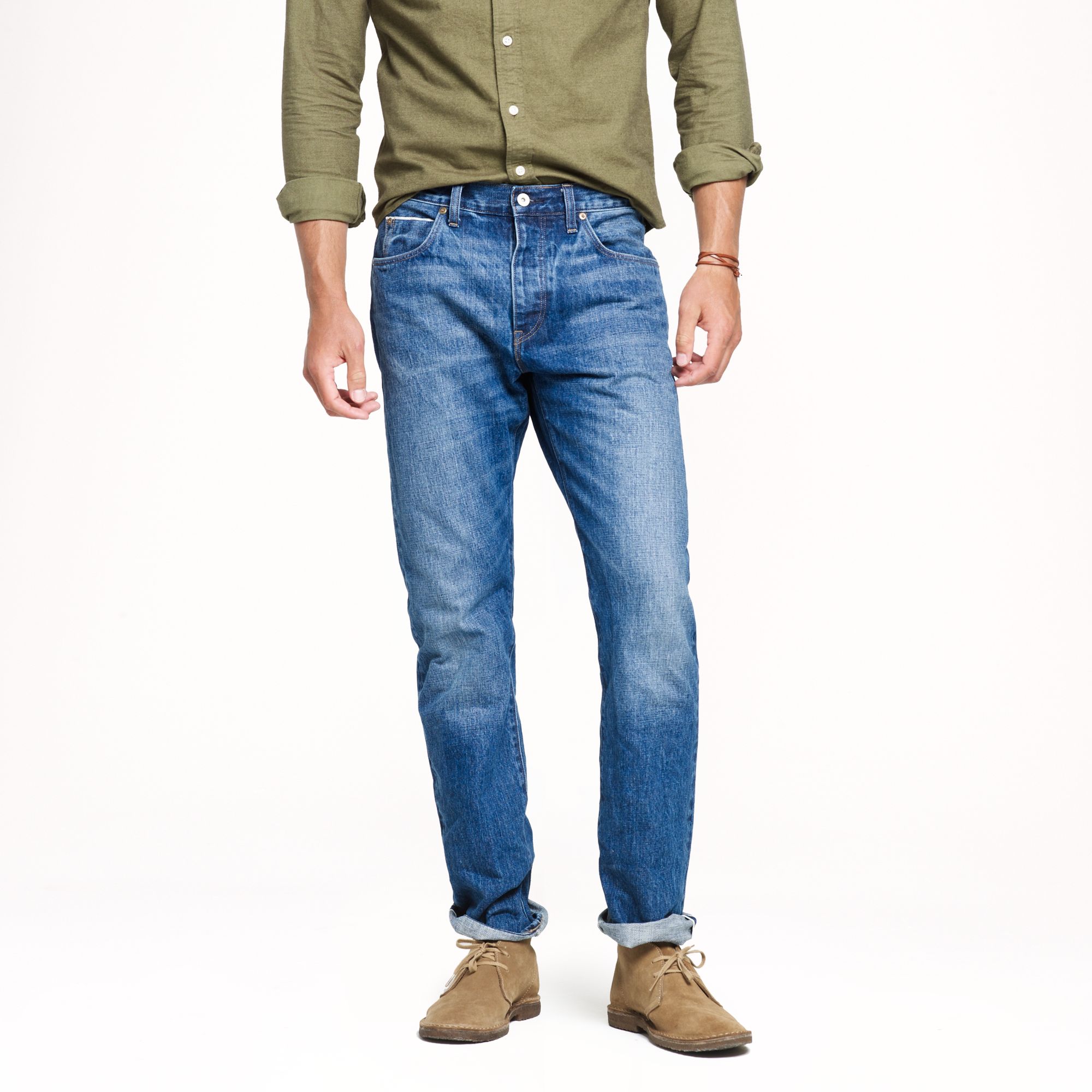 J.crew 1040 Slimstraight Japanese Selvedge Jean In Worn Indigo Wash in