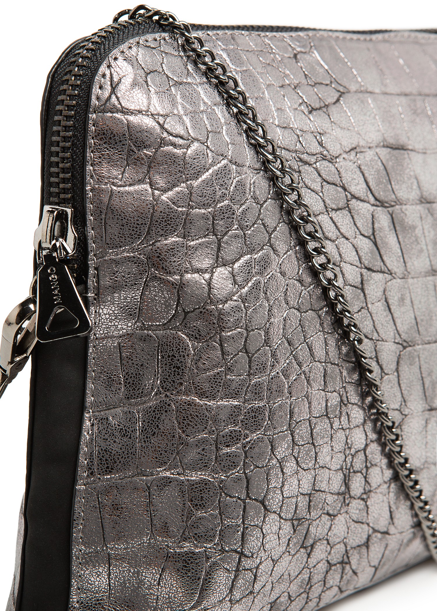 Lyst Mango Croc Effect Clutch in Metallic