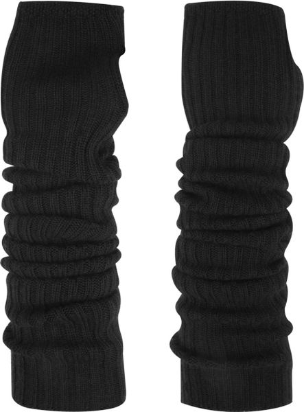 Rick Owens Ribbed Cashmere Fingerless Arm Warmers in Black | Lyst