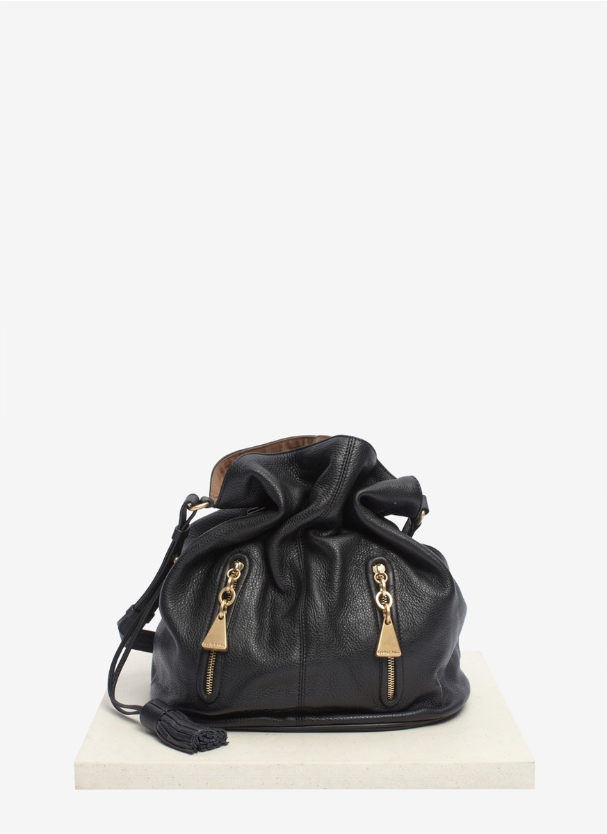 Lyst See By Chloé Cherry Leather Drawstring Bucket Bag In Black 