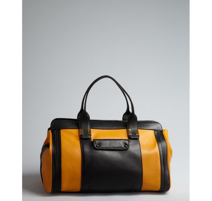 Chlo Pumpkin and Black Leather Alice Colorblock Satchel in Black ...