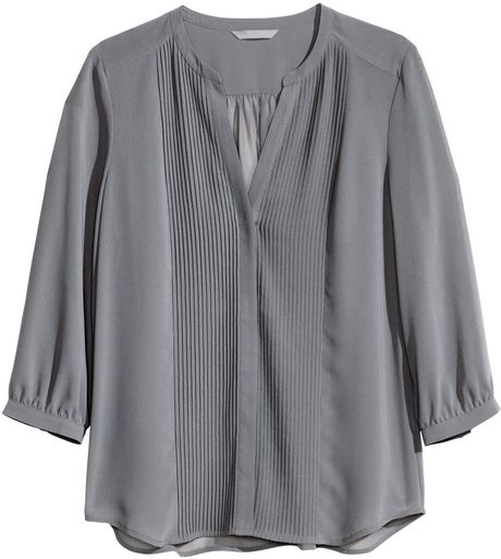 H&m Chiffon Blouse in Gray (Dark grey) | Lyst