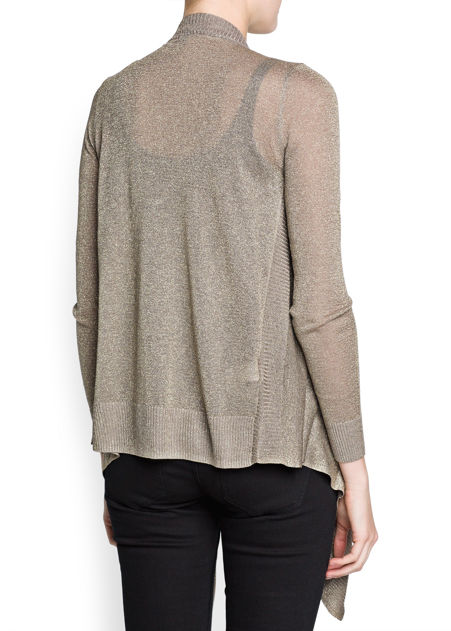 Lyst Mango Metallic Details  Asymmetric Cardigan  in Natural