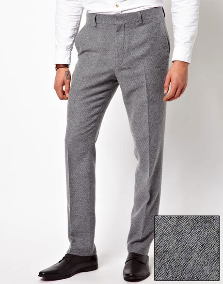 Asos Slim Fit Suit Trousers In Geo Design in Gray for Men (Charcoal) | Lyst