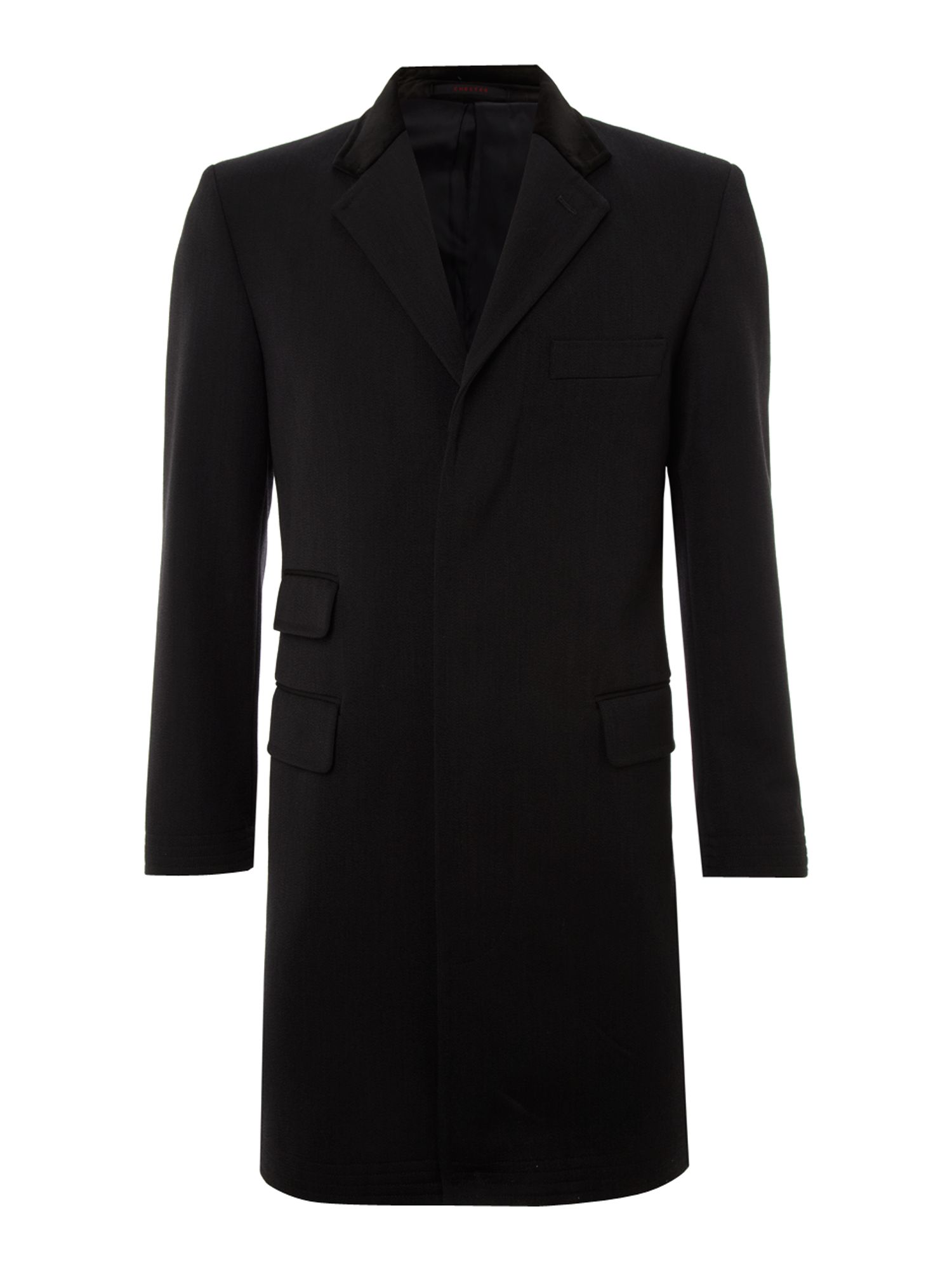 Chester barrie Wool Covert Coat in Black for Men | Lyst