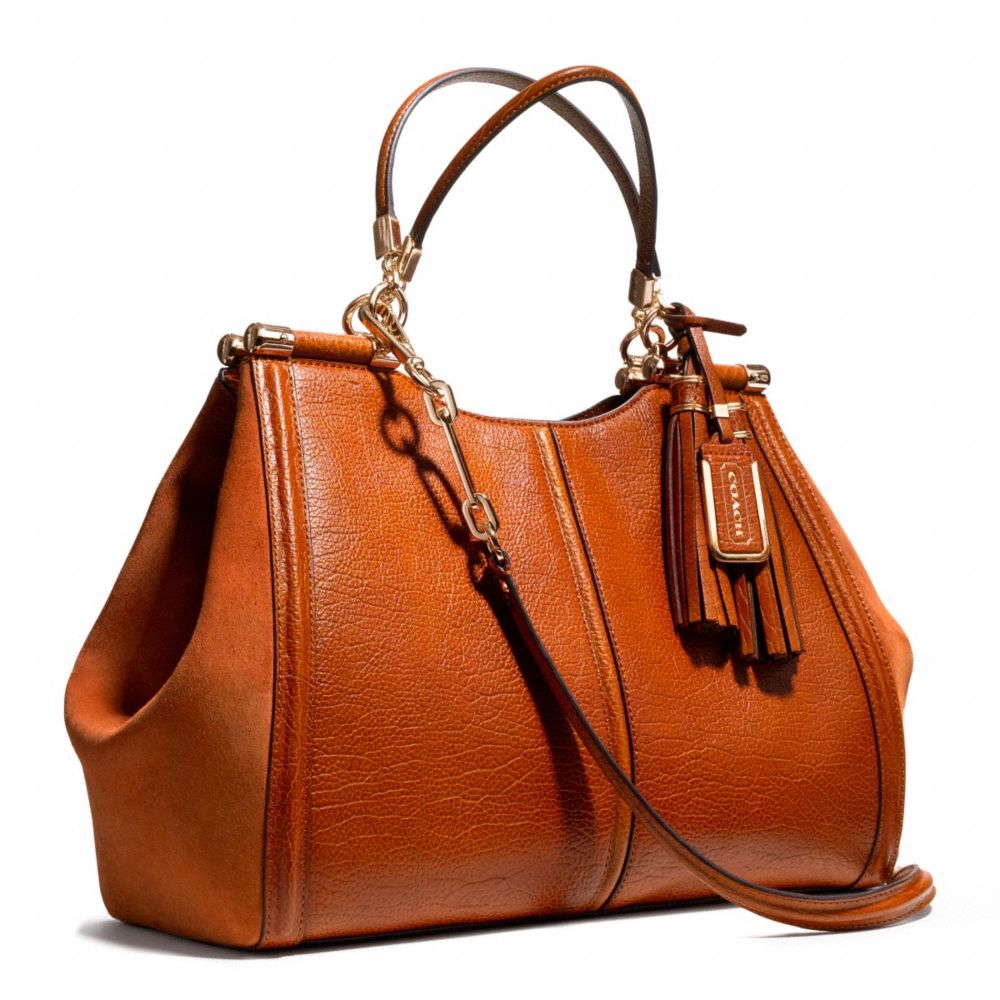 Lyst - Coach Madison Caroline Satchel in Buffalo Embossed Leather in Brown