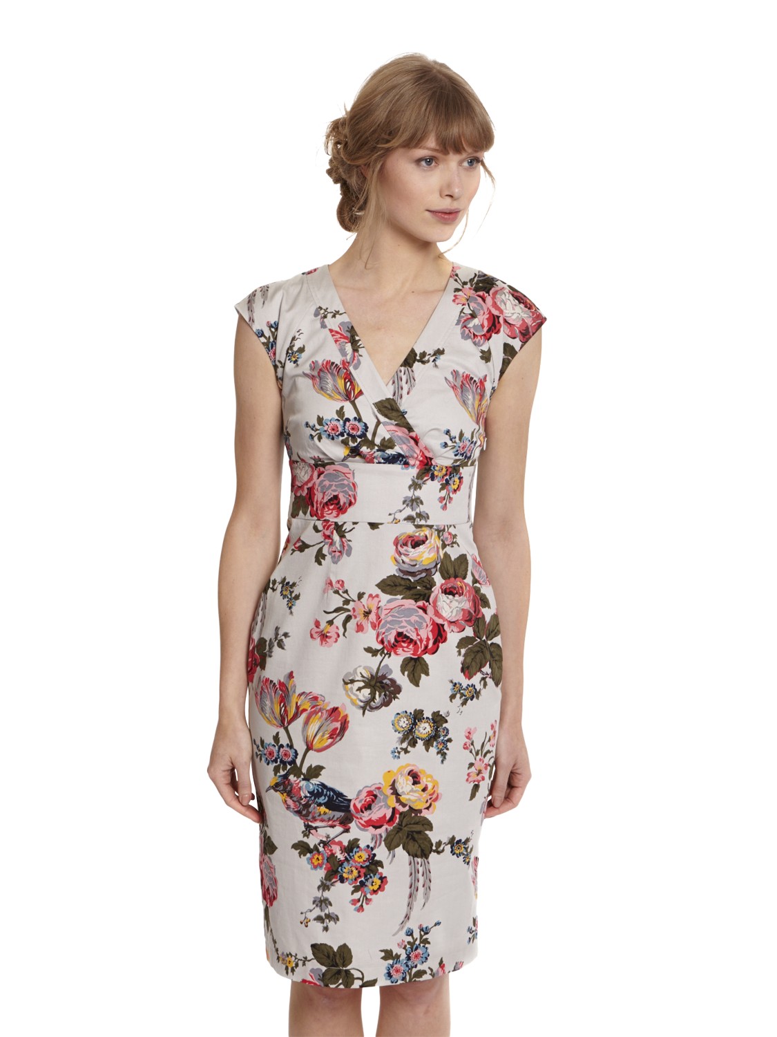 Two Tone Maxi Length Dress - Solid and Floral Printed / Long Sleeves Update your wardrobe with this quality cotton floral print short dress from Papaya. Crafted from a durable and a high quality cotton fabric, it features back adjustable strap for fitting, short sleeves, midi length cut, loose fit and boat neck.