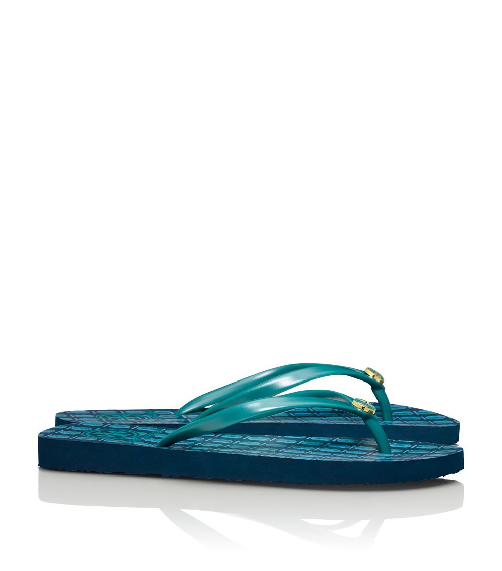 tory burch thin flip flop blue