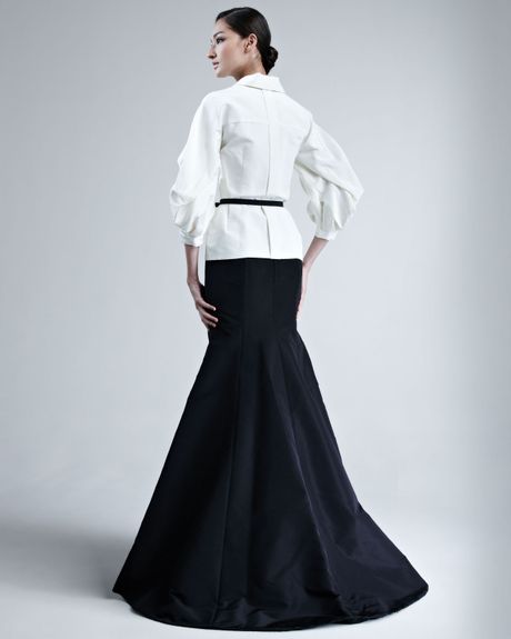 Carolina Herrera Silk Faille Skirt in White (BLACK) | Lyst