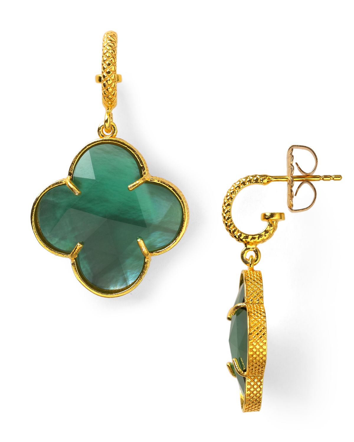 Lyst Cia Leets Green Mother Of Pearl Clover Earrings In Gallery