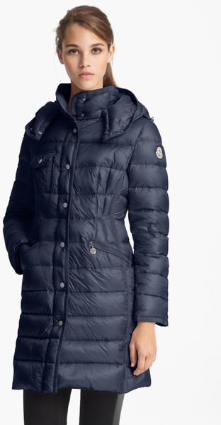 Moncler Hermine Long Down Coat in Blue (Midnight) | Lyst