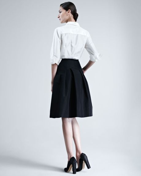 Carolina Herrera Silk Taffeta Shirt in White | Lyst